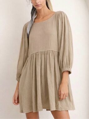 FP BEACH - Women’s Beige Smocked Babydoll Dress